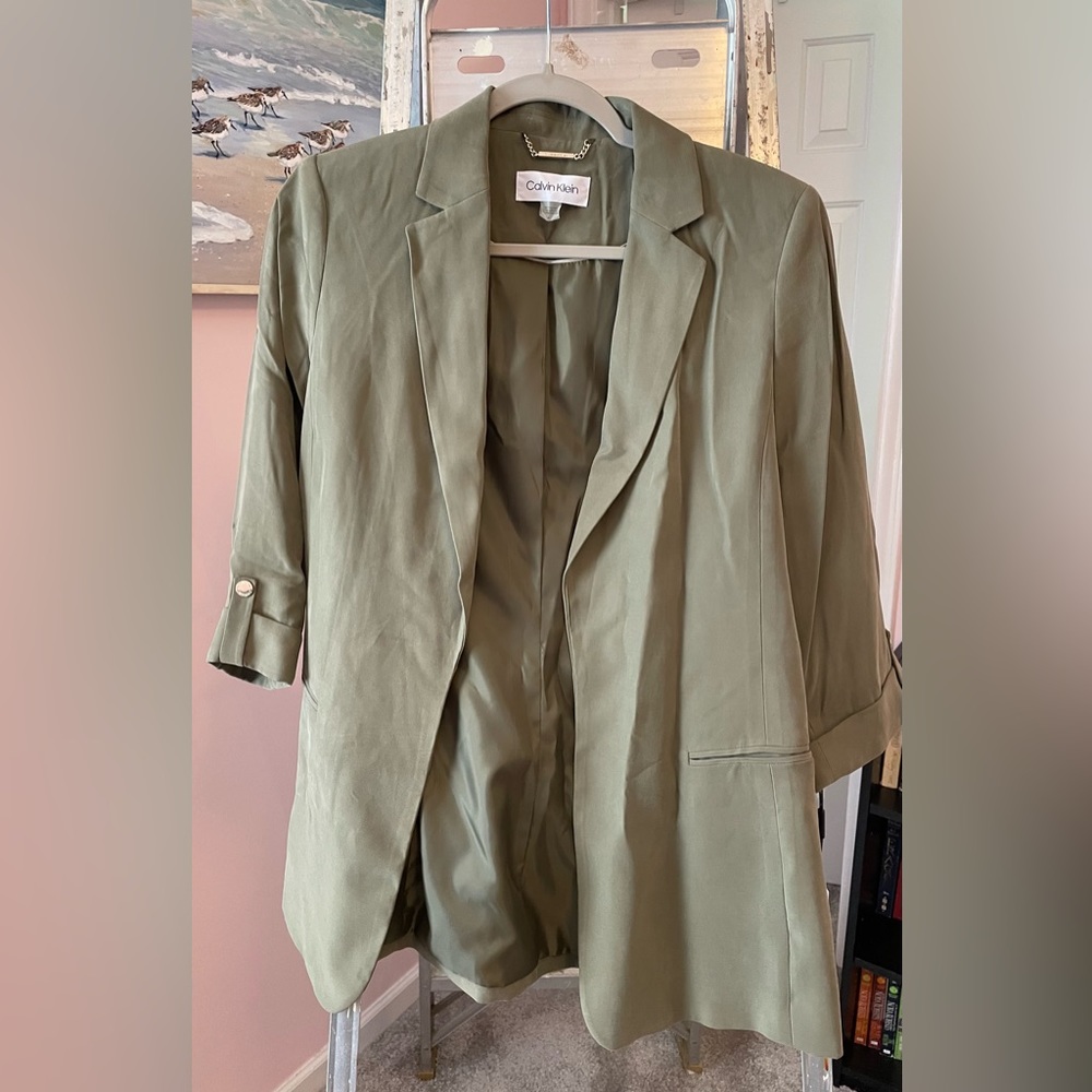 NWT Calvin Klein army green blazer